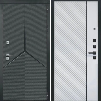 Входная дверь Kova Мерса Эмира силк сноу черный молдинг