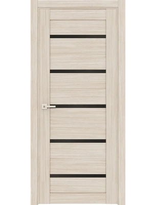 Межкомнатная дверь Адема 1 черное стекло в цвете беленый дуб