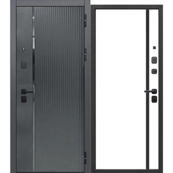 Входная дверь Е-трейд 10 см 2 МДФ Букле Графит Эмалит Белый