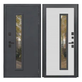 Входная дверь TRX Термо Эльбрус Ковка 3 муар черный, стеклопакет