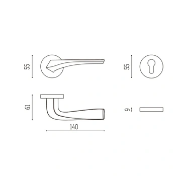 Дверная ручка из латуни CITY collection Е001 золото