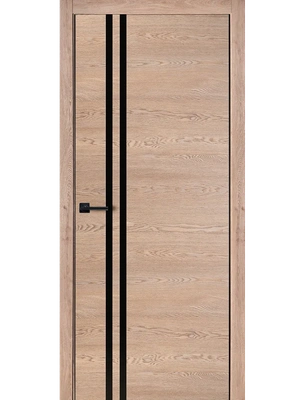 Межкомнатная дверь Адема Параллель черное стекло в цвете Астана табак