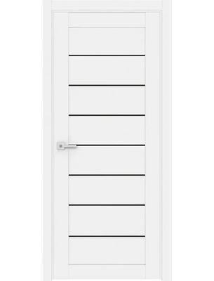 Межкомнатная дверь Адема 11 черное стекло в цвете белый бланко