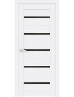 Межкомнатная дверь Адема 1 черное стекло в цвете белый бланко