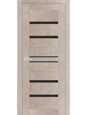 Межкомнатная дверь Адема 26 черное стекло в цвете бетон бежевый