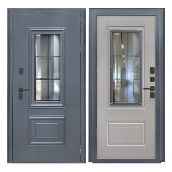 Входная дверь TRX Термо Эльбрус Ковка 2 муар графит, стеклопакет