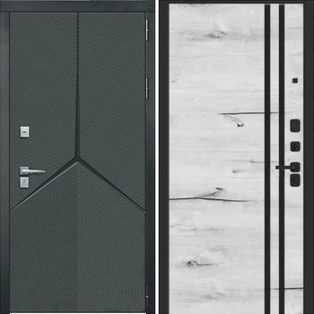 Входная дверь Kova Мерса Лайт 3 акртик черное стекло