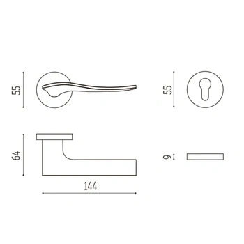  Дверная ручка из латуни CITY collection Е005 патина